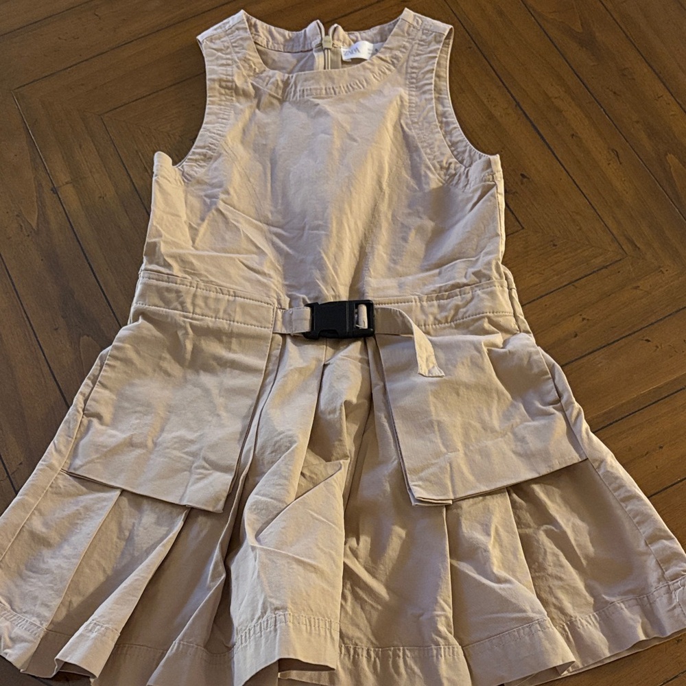 Zara Beige Pleated Dress